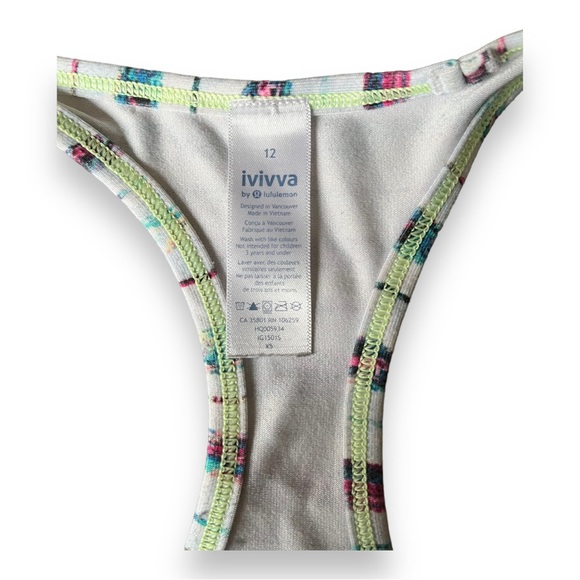 Ivivva Lululemon Girls Racerback Tank Top in White with Colorful Modern Stripes - Picture 5 of 9